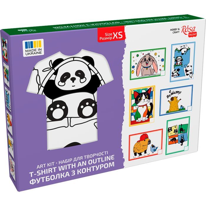 Набір для творчості Rosa футболка-розмальовка, Funny Рandas, бавовна 100, розмір XS (4823098544883) зображення 2