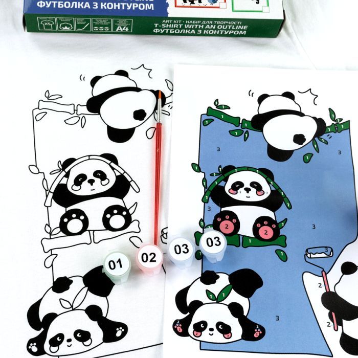 Набір для творчості Rosa футболка-розмальовка, Funny Рandas, бавовна 100, розмір XS (4823098544883) зображення 4