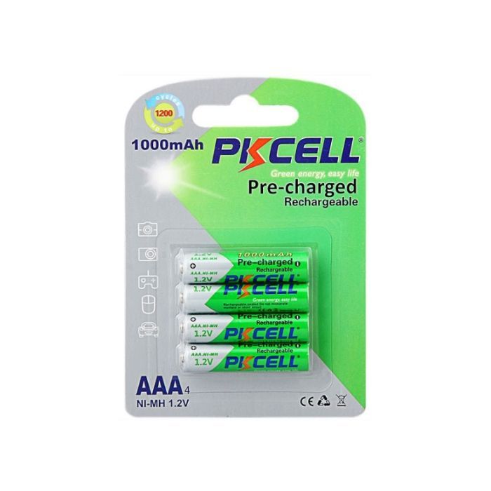Аккумулятор AAA R03 1000mAh 1.2V NiMH Already Charged, 4шт/бл PkCell (PC/AAA1000-4BA)