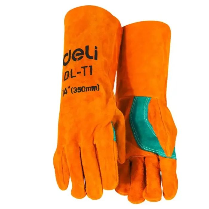 Защитные перчатки Deli Cowhide, краги сварщика 14" (EDL-T1)