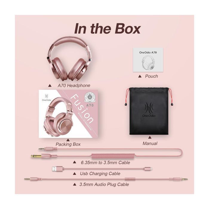 Наушники OneOdio Fusion A70 Bluetooth+3,5мм/6,35мм Black (A70 Black) изображение 4