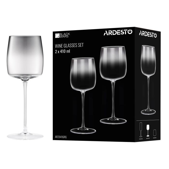 Набір келихів Ardesto Black Mars Mira 410мл, 2шт, скло, сірий (AR2641GRG) зображення 3