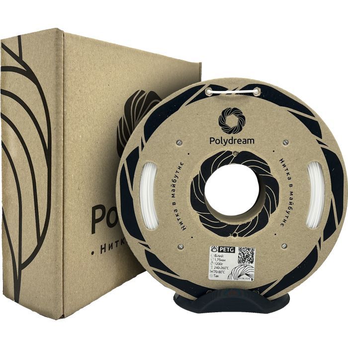 Пластик для 3D-принтера Polydream PETG 1,75mm 1,2кг White (PETG9003/12) изображение 2