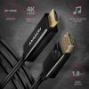 Кабель мультимедийный DisplayPort M to HDMI M 1.8m 4K30Hz black AXAGON (RVD-HI14C2) изображение 2