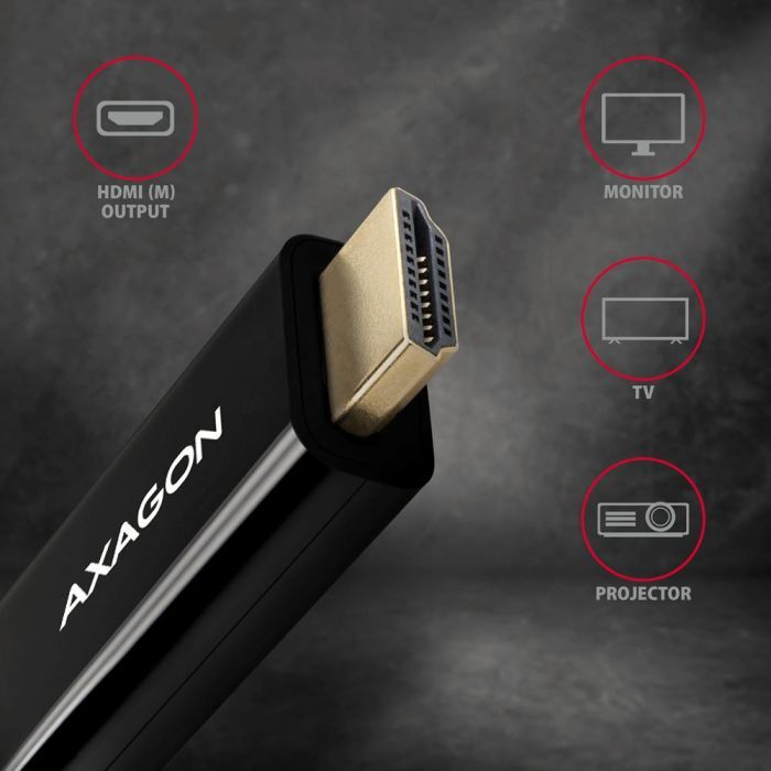 Кабель мультимедийный DisplayPort M to HDMI M 1.8m 4K30Hz black AXAGON (RVD-HI14C2) изображение 3