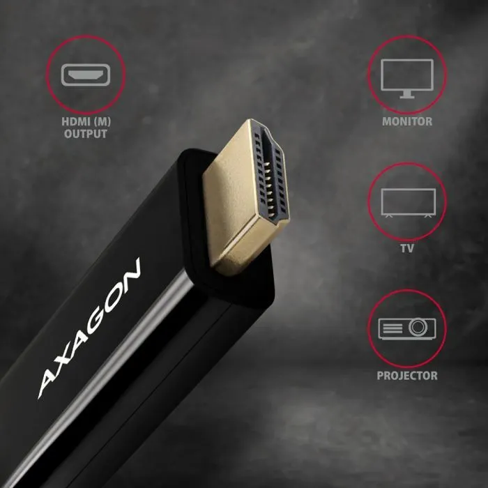 Кабель мультимедійний HDMI M to DisplayPort M 1.8m 4K30Hz black AXAGON (RVD-HI14C2) зображення 3