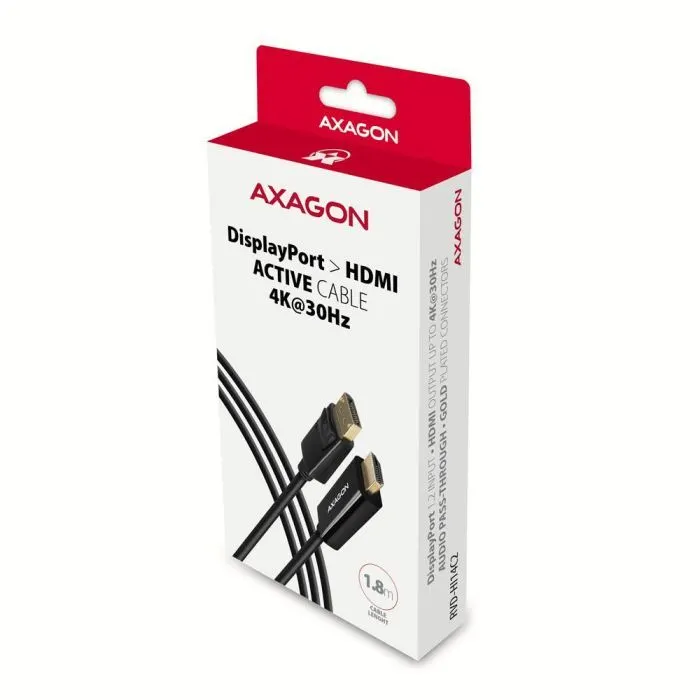 Кабель мультимедійний HDMI M to DisplayPort M 1.8m 4K30Hz black AXAGON (RVD-HI14C2) зображення 7