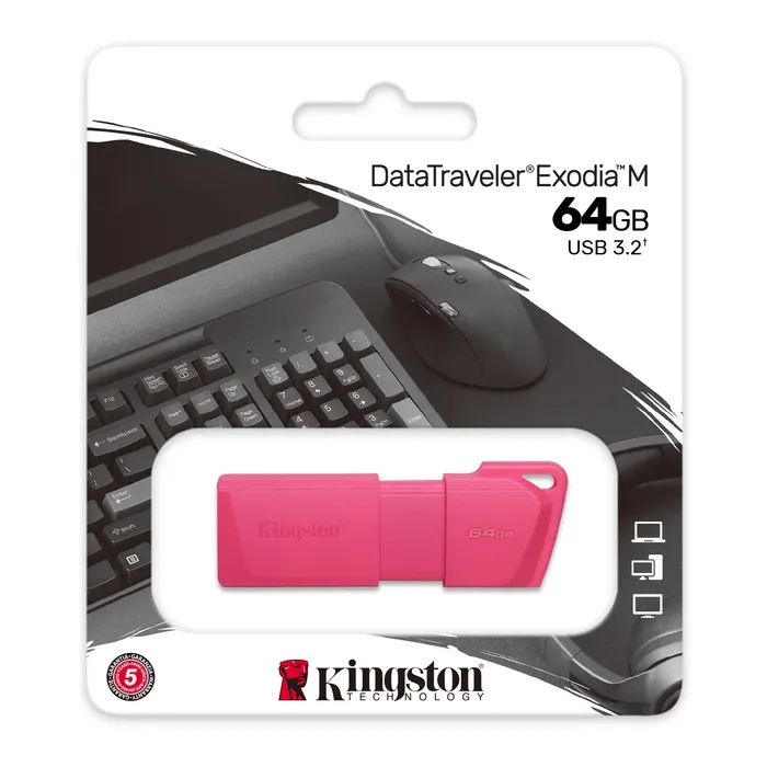 USB флеш накопитель Kingston 64GB DataTraveler Exodia M Pink USB 3.2 Gen 1 (KC-U2L64-7LN) изображение 4