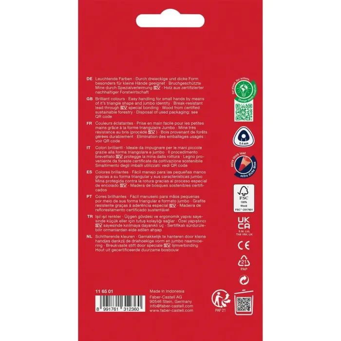 Карандаши цветные Faber-Castell Jumbo Triangular тригранні, потовщені, 12 кольорів (116501) (14725) изображение 2
