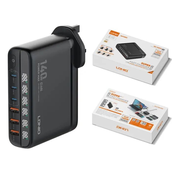 Зарядное устройство LDNIO 1xUSB-C PD140W + cable USB-C to USB-C 1.5m LED display 100W (A6140C) изображение 7
