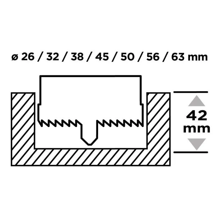 Коронка Graphite по дереву, закаленные зубцы, 26-63х50мм, 7шт (56T752) изображение 2