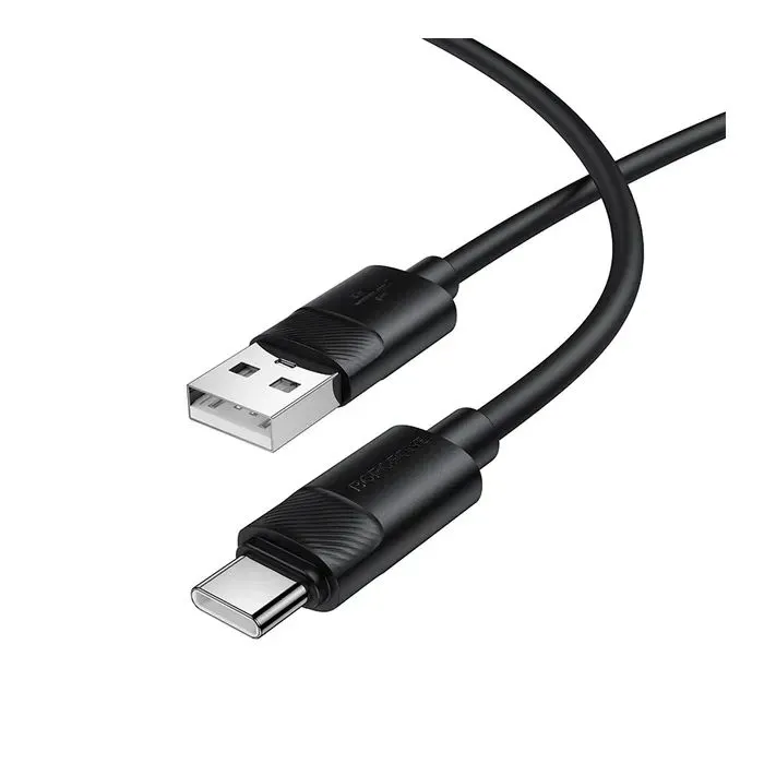 Дата кабель USB 2.0 AM to USB-C 1.0m silicone BX123 Leya black BOROFONE (6941991124211)