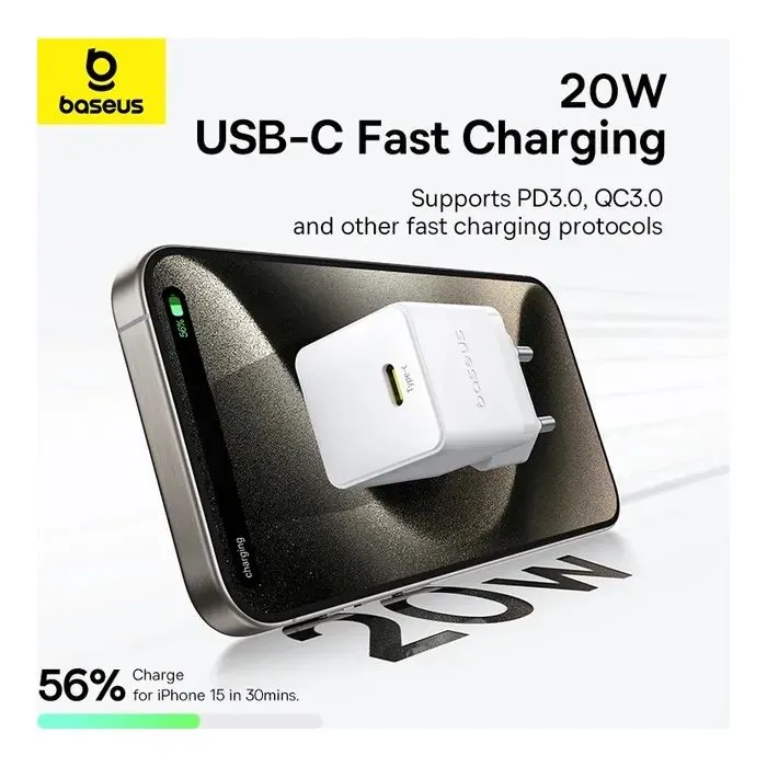 Зарядное устройство Baseus USB-C PD20W white (P10111602213-00) изображение 11