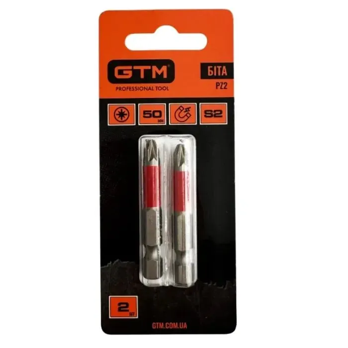 Бита для шуруповерта GTM PZ2, 50мм, 2шт. (SB-Z2-50B) изображение 2