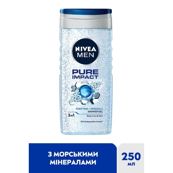 Гель для душа Nivea MEN PURE IMPACT Shower Gel 500 мл (4005808628087) изображение 3