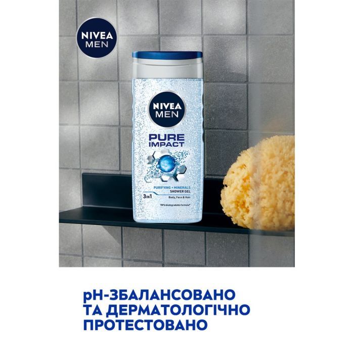 Гель для душа Nivea MEN PURE IMPACT Shower Gel 500 мл (4005808628087) изображение 5