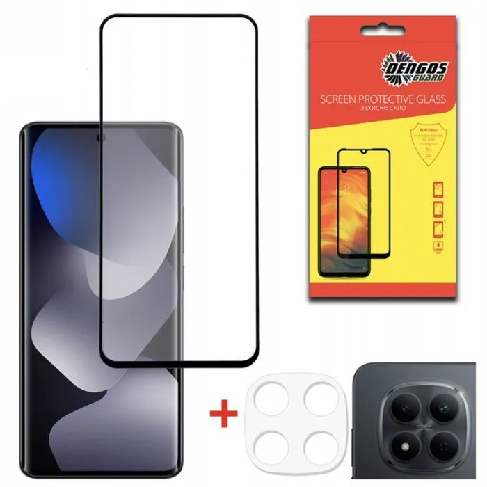 Скло захисне Dengos Glass + Camera Xiaomi Redmi Note 15 4G Black (DG-TGSCP-14)