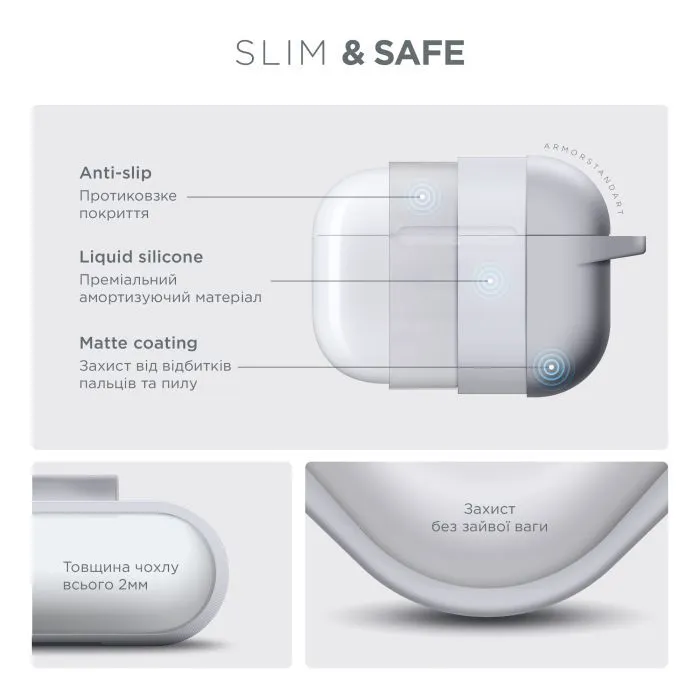 Чехол для наушников Armorstandart Hang Case For Apple AirPods Pro 3 White (ARM88284) изображение 3