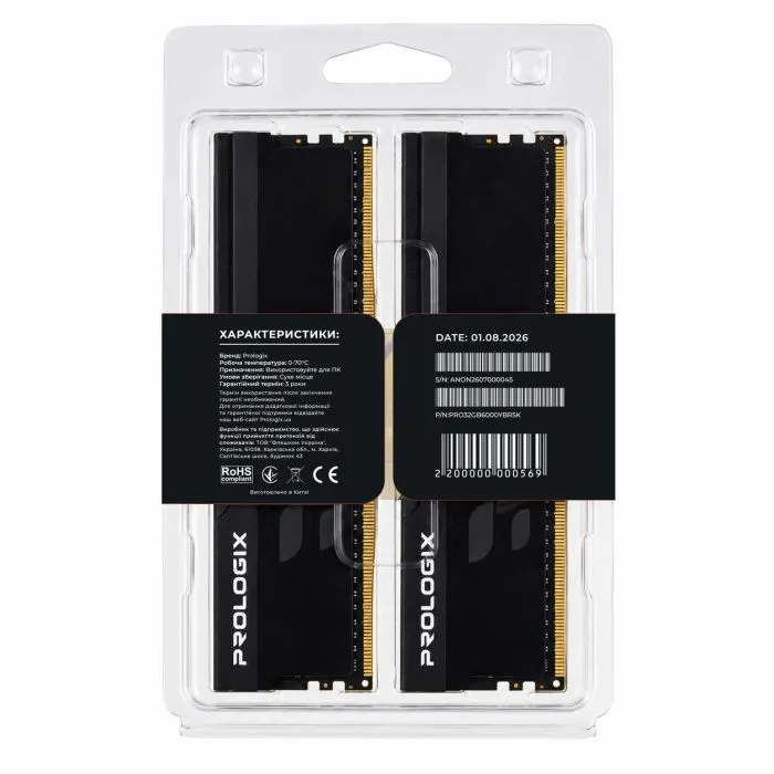 Модуль памяти для компьютера DDR5 32GB (2x16GB) 6000 MHz Onyx Black RGB Prologix (PRO32GB6000YBR5K) изображение 5