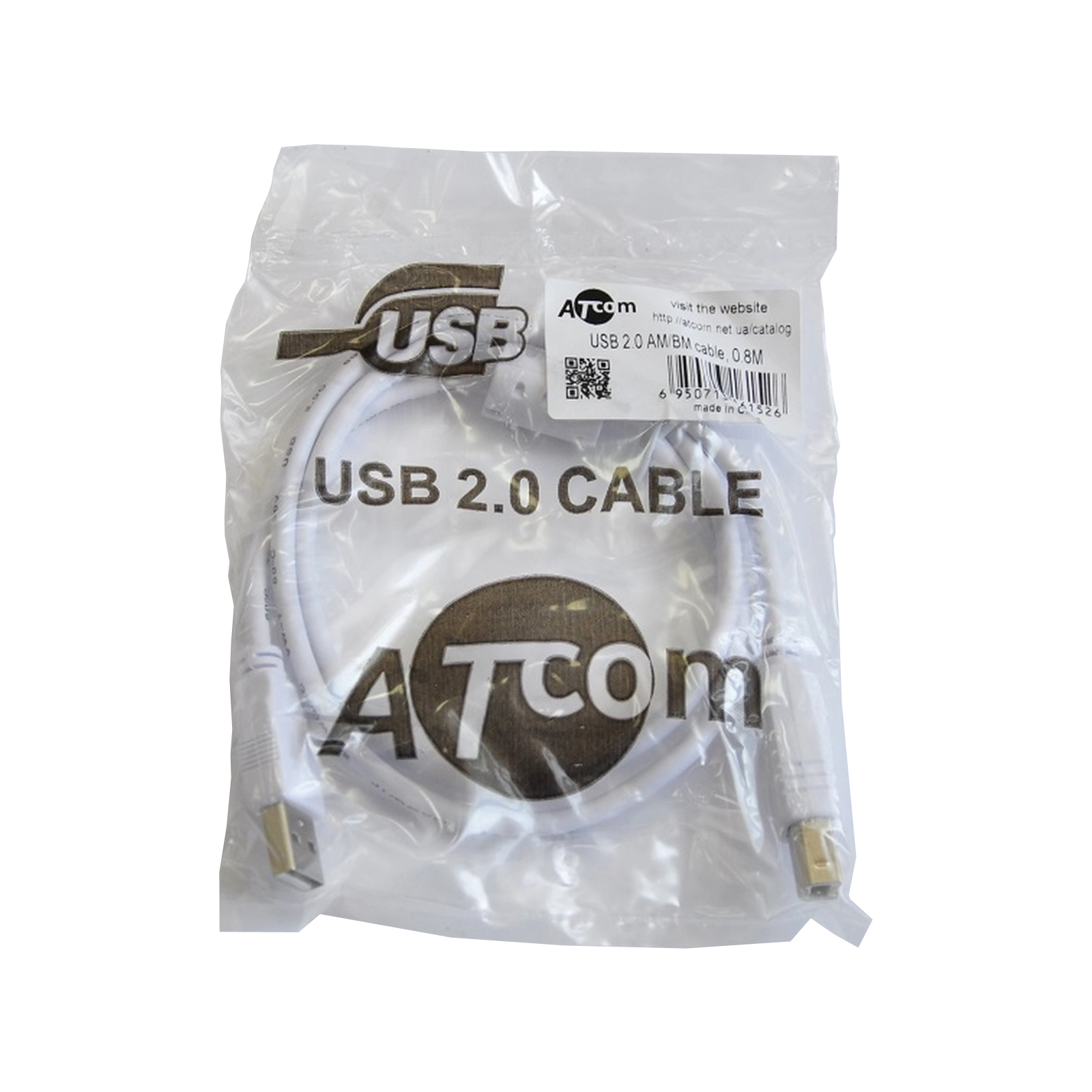 Кабель для принтера USB 2.0 AM/BM 0.8m Atcom (6152) изображение 2