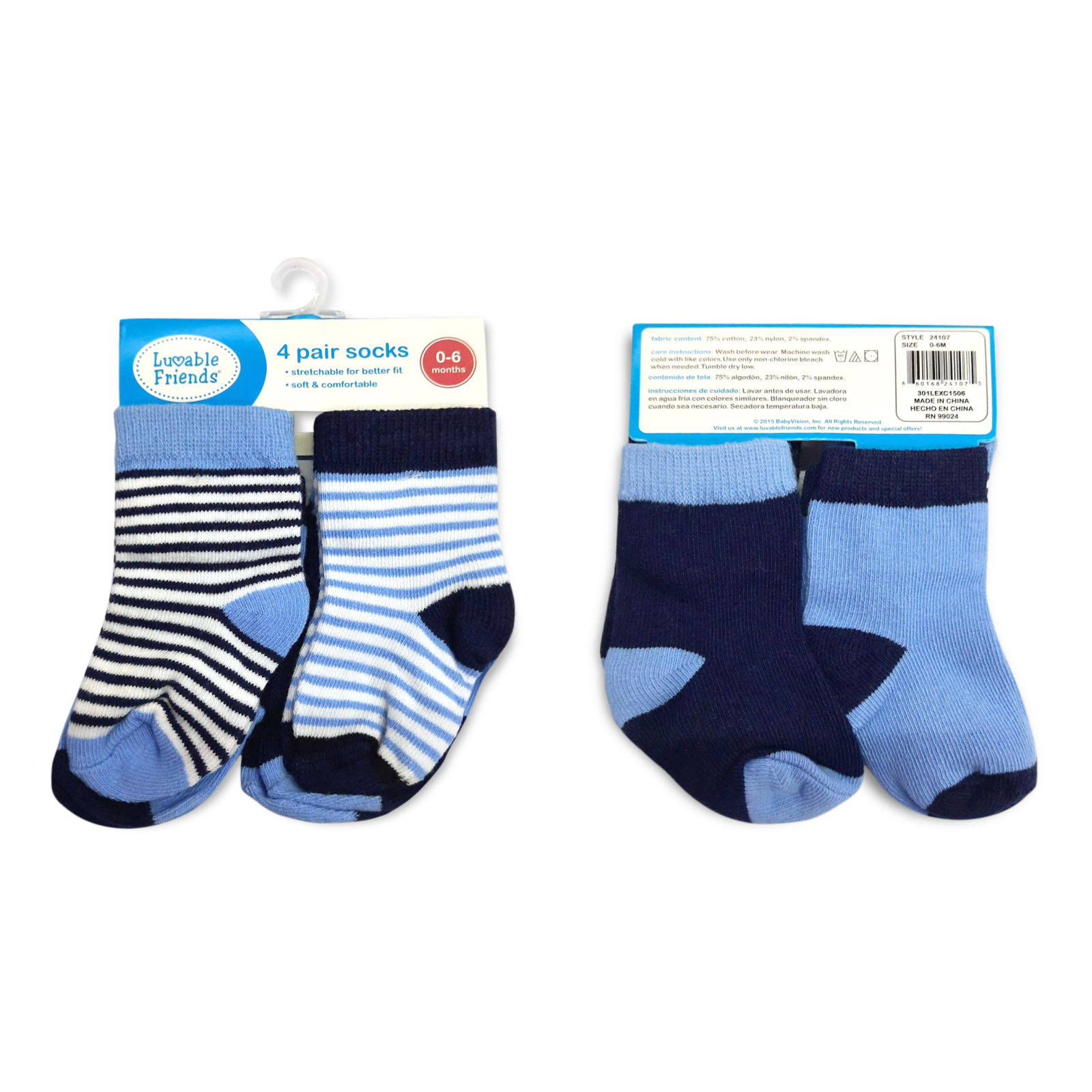 Шкарпетки дитячі Luvable Friends 4 пари для хлопчиків (24107.6-12) зображення 2