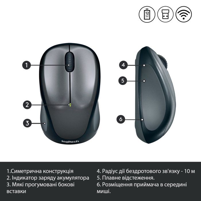 Мышка Logitech M235 Grey (910-002201) изображение 6