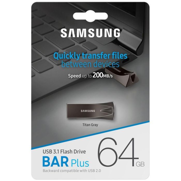 USB флеш накопитель Samsung 128GB Bar Plus Black USB 3.1 (MUF-128BE4/APC) изображение 7