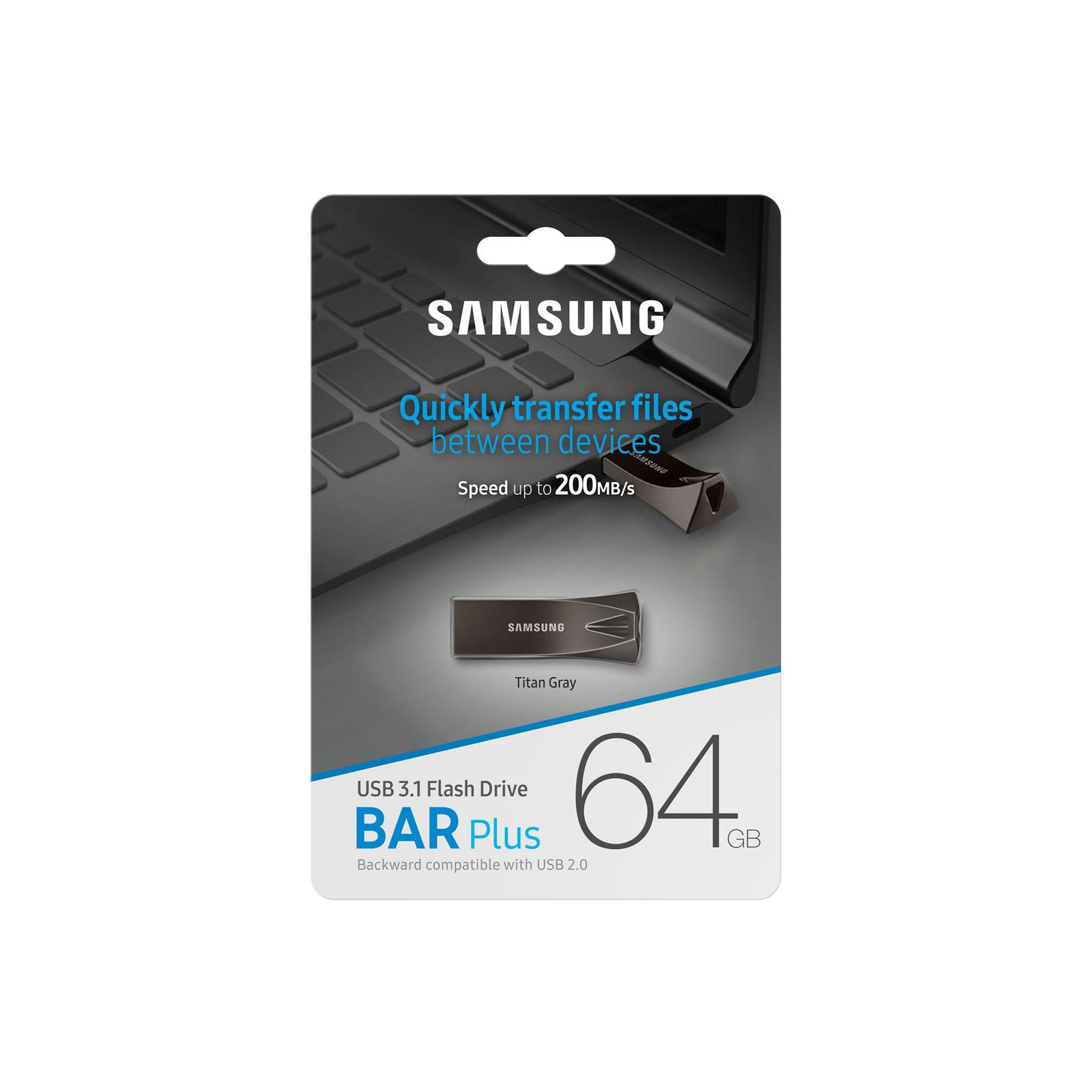 USB флеш накопичувач Samsung 64GB Bar Plus Silver USB 3.1 (MUF-64BE3/APC) зображення 7