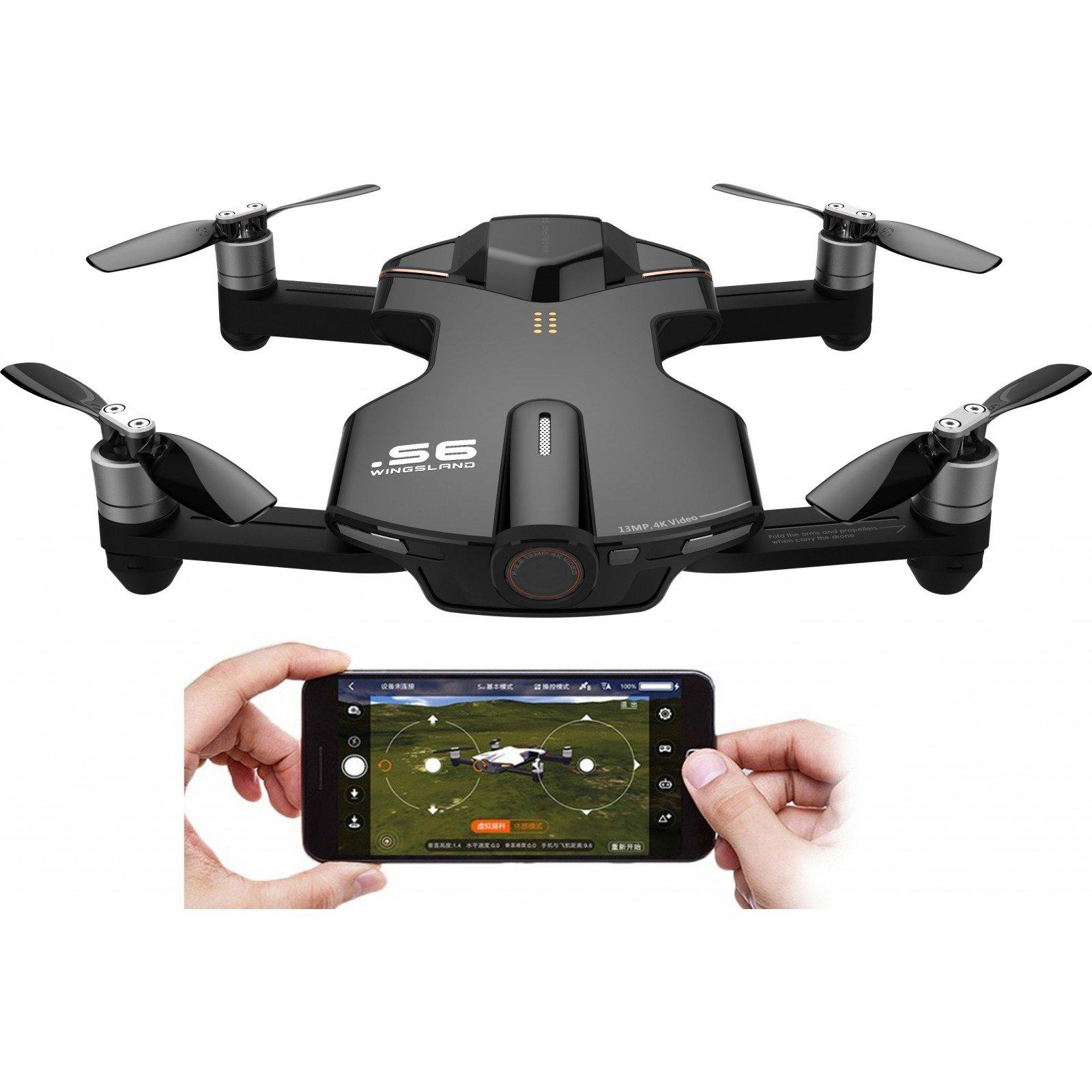 Квадрокоптер Wingsland S6 GPS 4K Pocket Drone-2 Batteries Black изображение 8