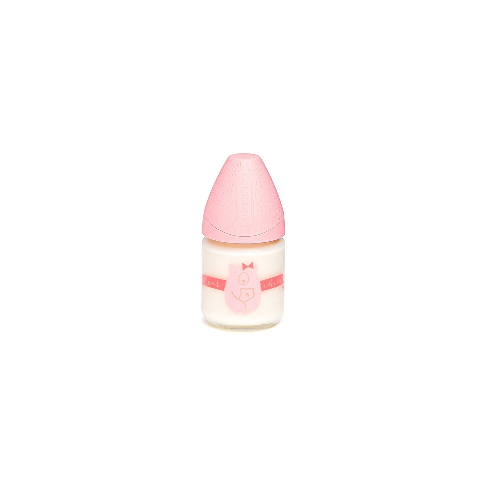 Бутылочка для кормления Suavinex Стеклянная Смысл жизни, 120 мл, розовая (303473)