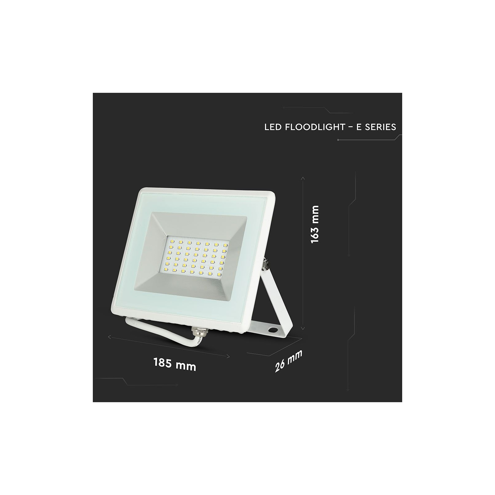 Прожектор V-TAC LED 30W, SKU-5956, E-series, 230V, 4000К (3800157625494) зображення 5