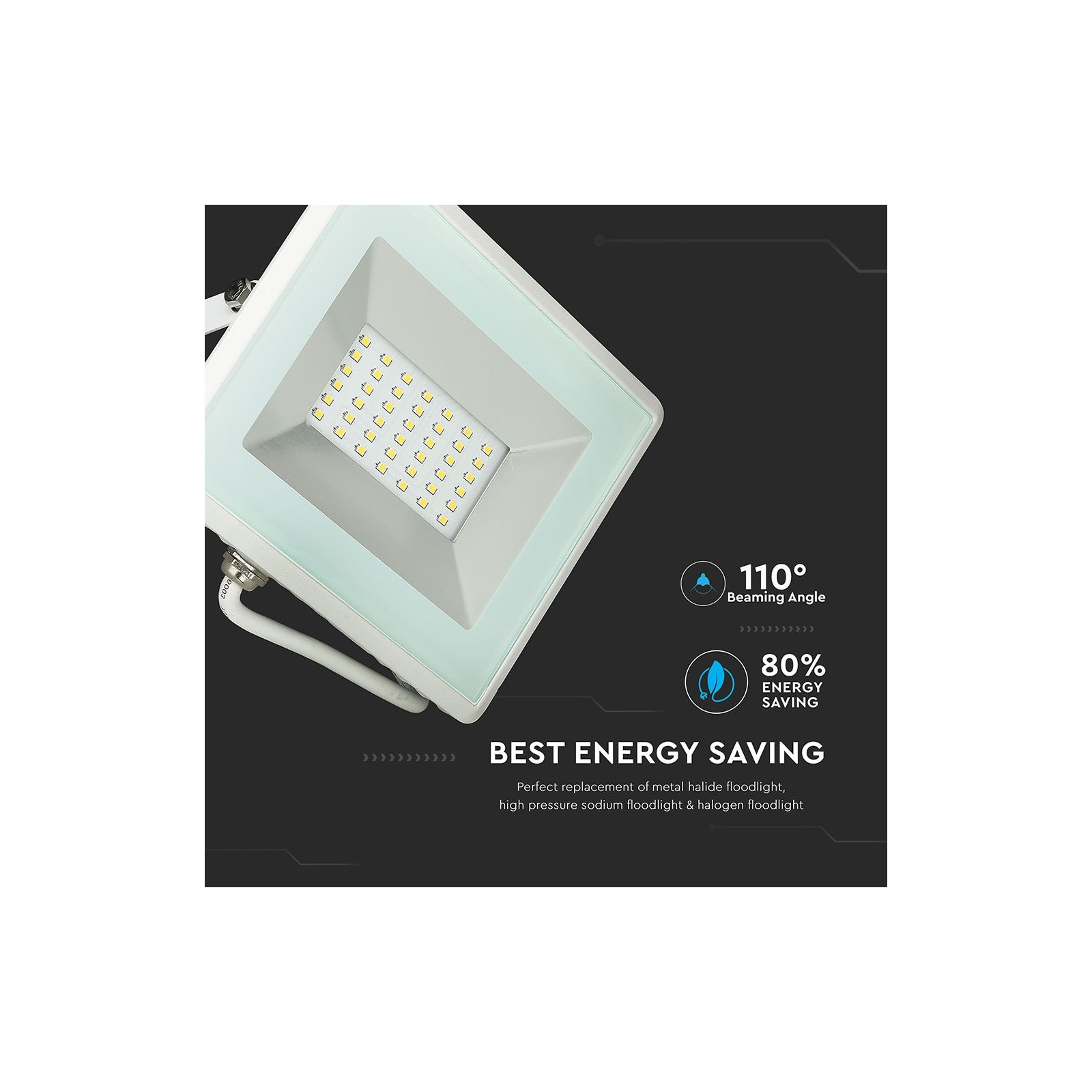 Прожектор V-TAC LED 30W, SKU-5956, E-series, 230V, 4000К (3800157625494) зображення 7