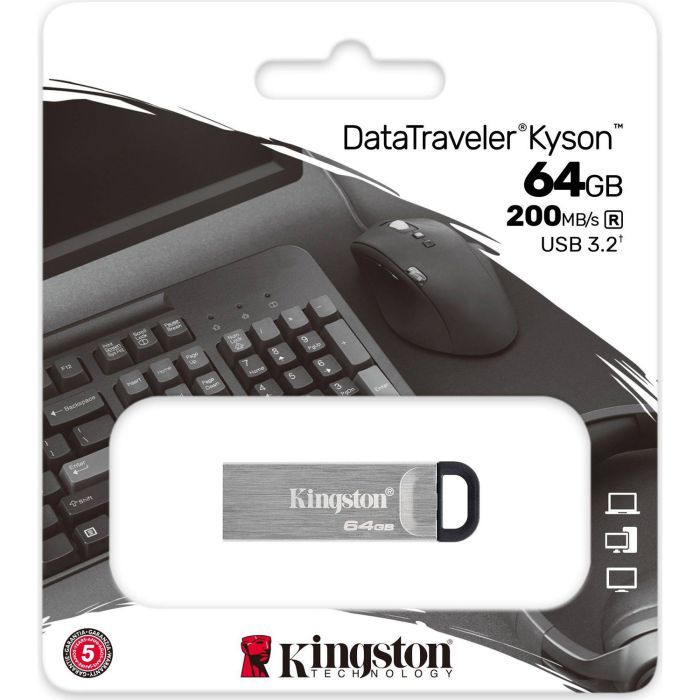 USB флеш накопитель Kingston 256GB DT Kyson Silver/Black USB 3.2 (DTKN/256GB) изображение 4