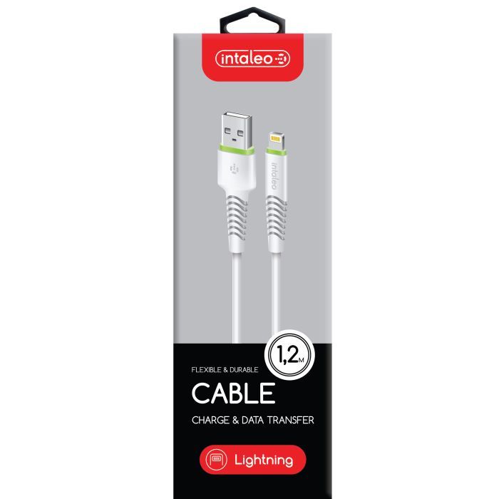 Дата кабель USB 2.0 AM to Lightning 1.2m CBFLEXL1 white Intaleo (1283126487460) изображение 2