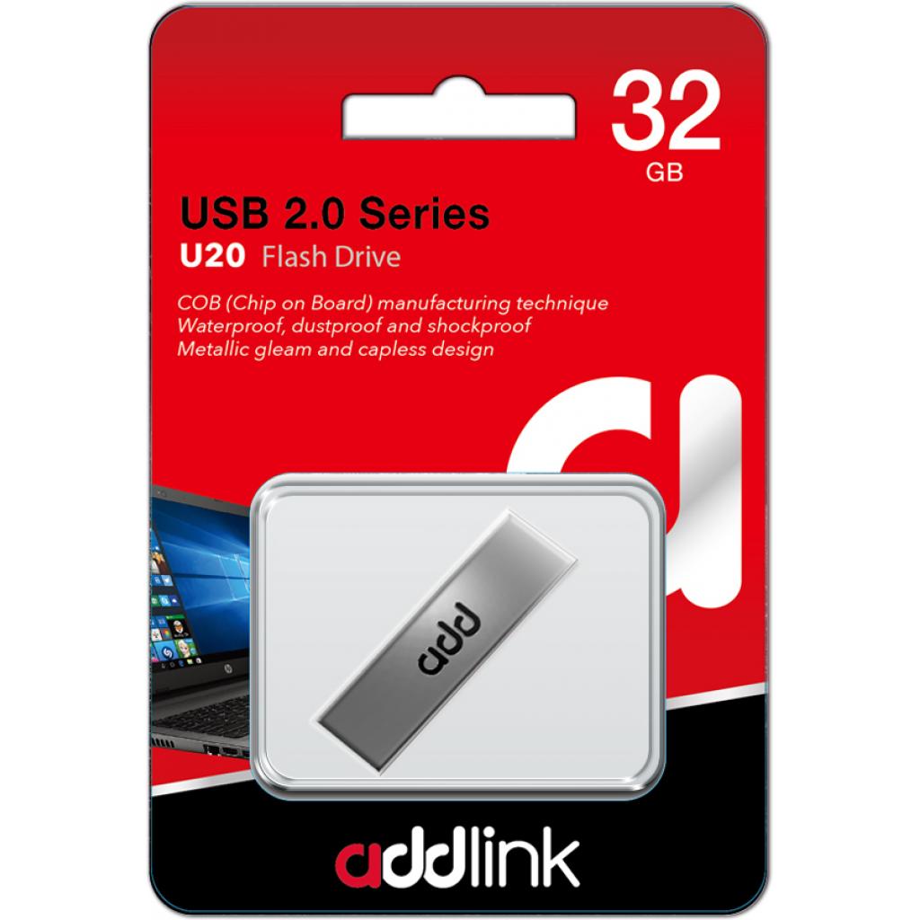 USB флеш накопитель AddLink 64GB U20 Titanium USB 2.0 (ad64GBU20T2) изображение 2