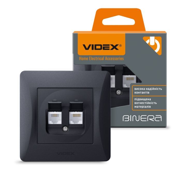 Компьютерная розетка Videx BINERA CAT6+CAT3 двойная черн (VF-BNSK2PC6TF3-BG) изображение 4
