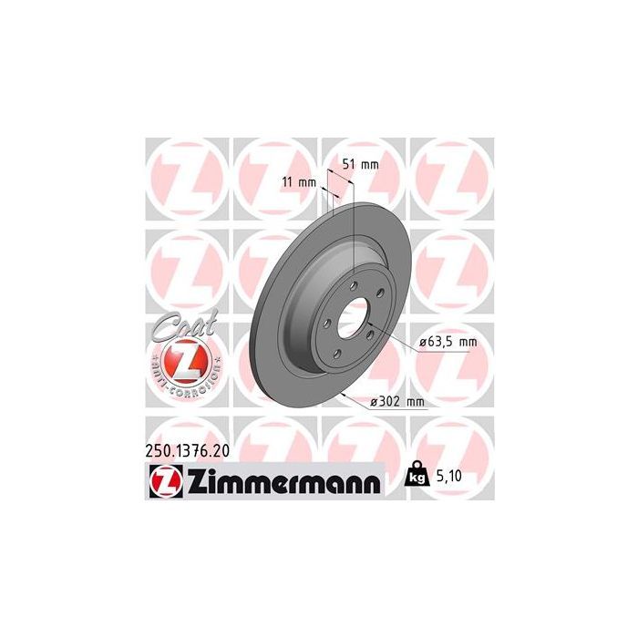 Тормозной диск ZIMMERMANN 250.1376.20