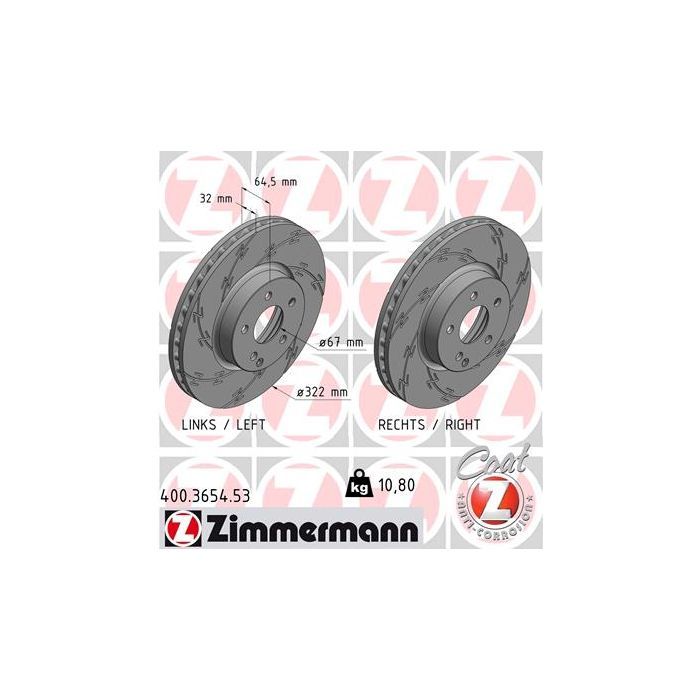 Тормозной диск ZIMMERMANN 400.3654.53