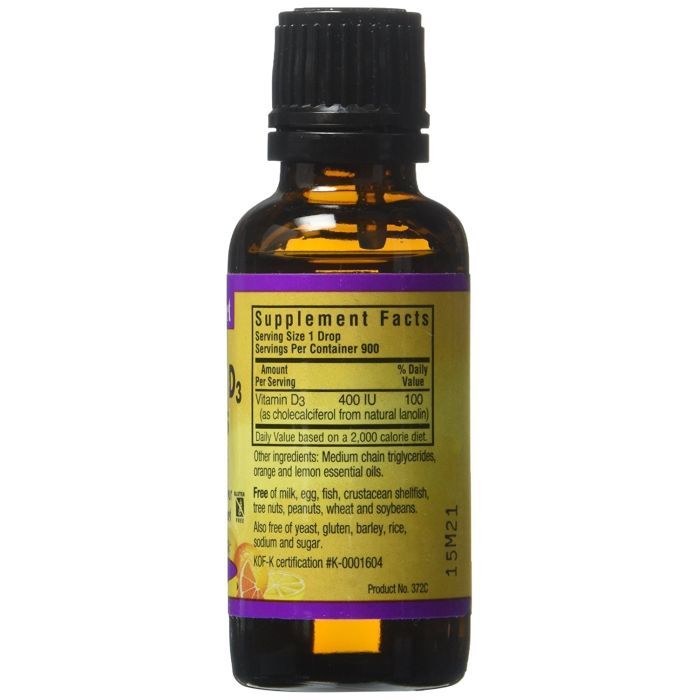 Витамин Bluebonnet Nutrition Жидкий Витамин D3 400IU, Вкус Апельсина, 30мл капли (BLB-00372) изображение 2