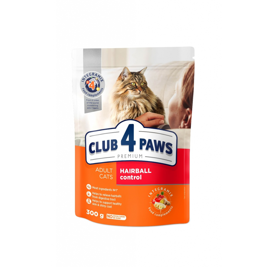 Сухий корм для кішок Club 4 Paws Преміум. З ефектом виведення шерсті 300 г (4820083909313)