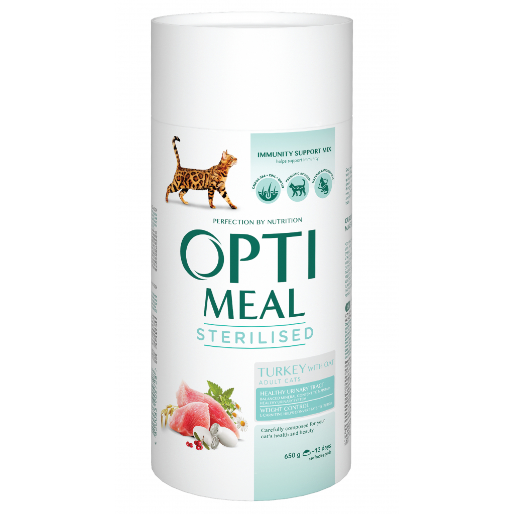 Сухий корм для кішок Optimeal для стерилізованих/кастрованих — індичка та овес 10.5 кг (B1862001)