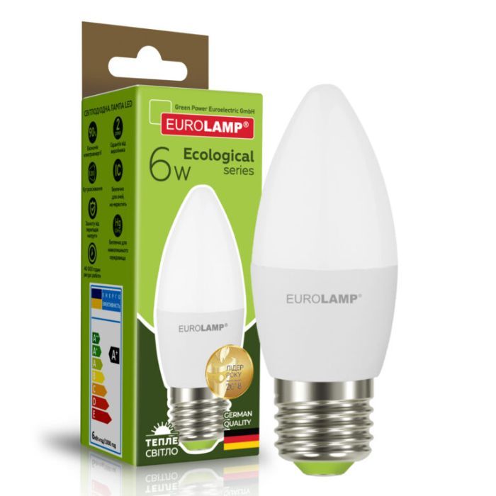 Лампочка Eurolamp LED CL 6W E27 3000K 220V (LED-CL-06273(P)) зображення 2