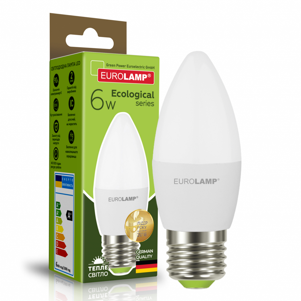 Лампочка Eurolamp LED CL 6W E27 3000K 220V (LED-CL-06273(P))