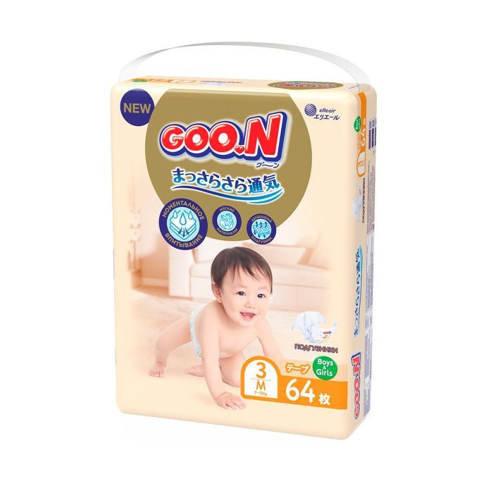 Подгузники GOO.N Premium Soft 7-12 кг размер М на липучках 64 шт (863224) изображение 2