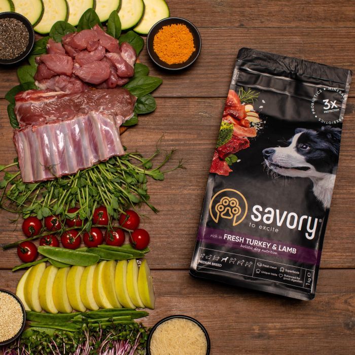 Сухой корм для собак Savory Medium Breed rich in Fresh Turkey and Lamb 1 кг (4820232630259) изображение 6