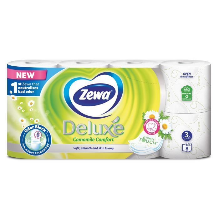 Туалетная бумага Zewa Deluxe Ромашка 3 слоя 4 рулона (7322540060133)