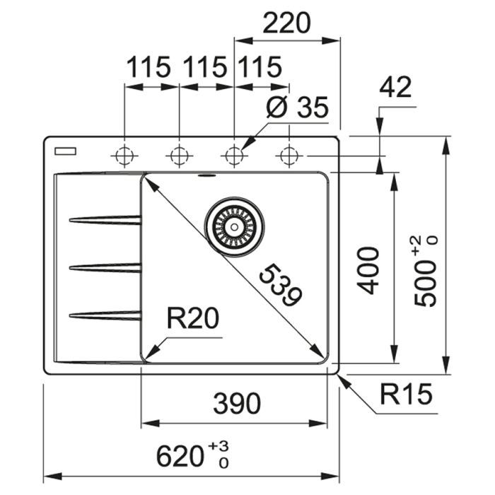 Мойка кухонная Franke Centro CNG 611-62 TL /114.0630.458 (114.0630.458) изображение 2