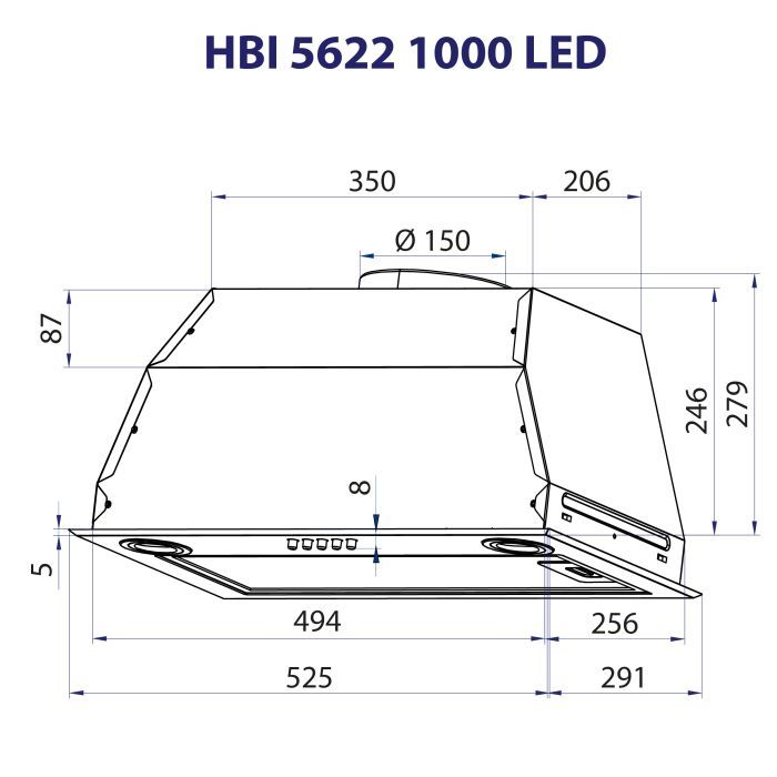 Витяжка кухонна Minola HBI 5622 BLF 1000 LED зображення 10
