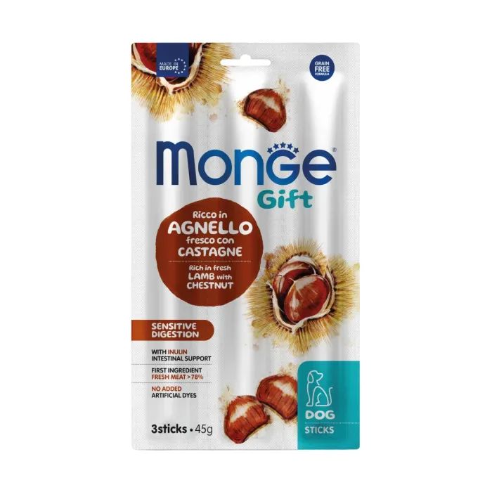 Лакомство для собак Monge Gift Dog Sensitive digestion ягненок с каштанами 45 г (8009470085427)