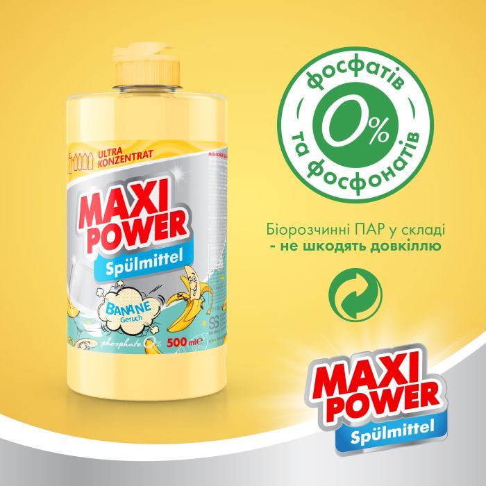 Средство для ручного мытья посуды Maxi Power Банан 1000 мл (4823098408499) изображение 5